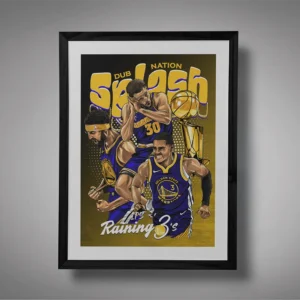 Dub Nation Splash Brothers Framed Black Yellow BG Mockup 01