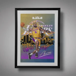 Lakers King James Framed Gold Blue BG Mockup 01