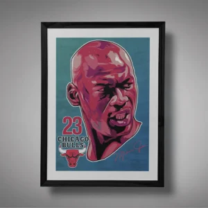 Michael Jordan Head Framed Blue BG Mockup 01