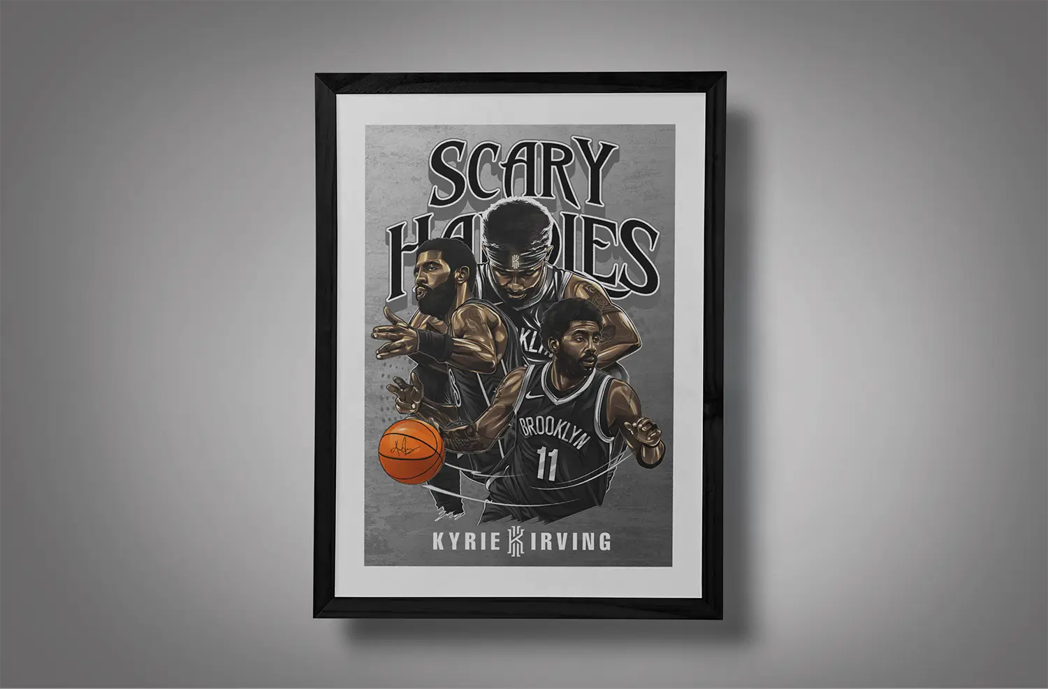 Scary Handles Kyrie Irving Framed White Grey BG Mockup 01 Scary Handles Kyrie Irving Framed White Grey BG Mockup 01