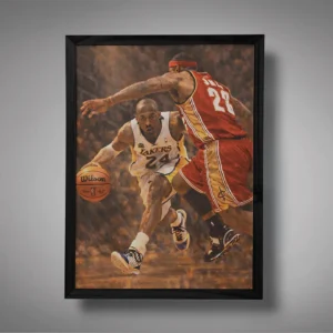 Kobe Bryant Defended by LeBron James Wall Art