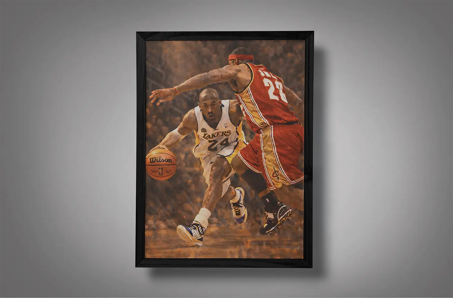 Kobe Bryant Defended by LeBron James Wall Art Kobe Bryant Defended by LeBron James Wall Art