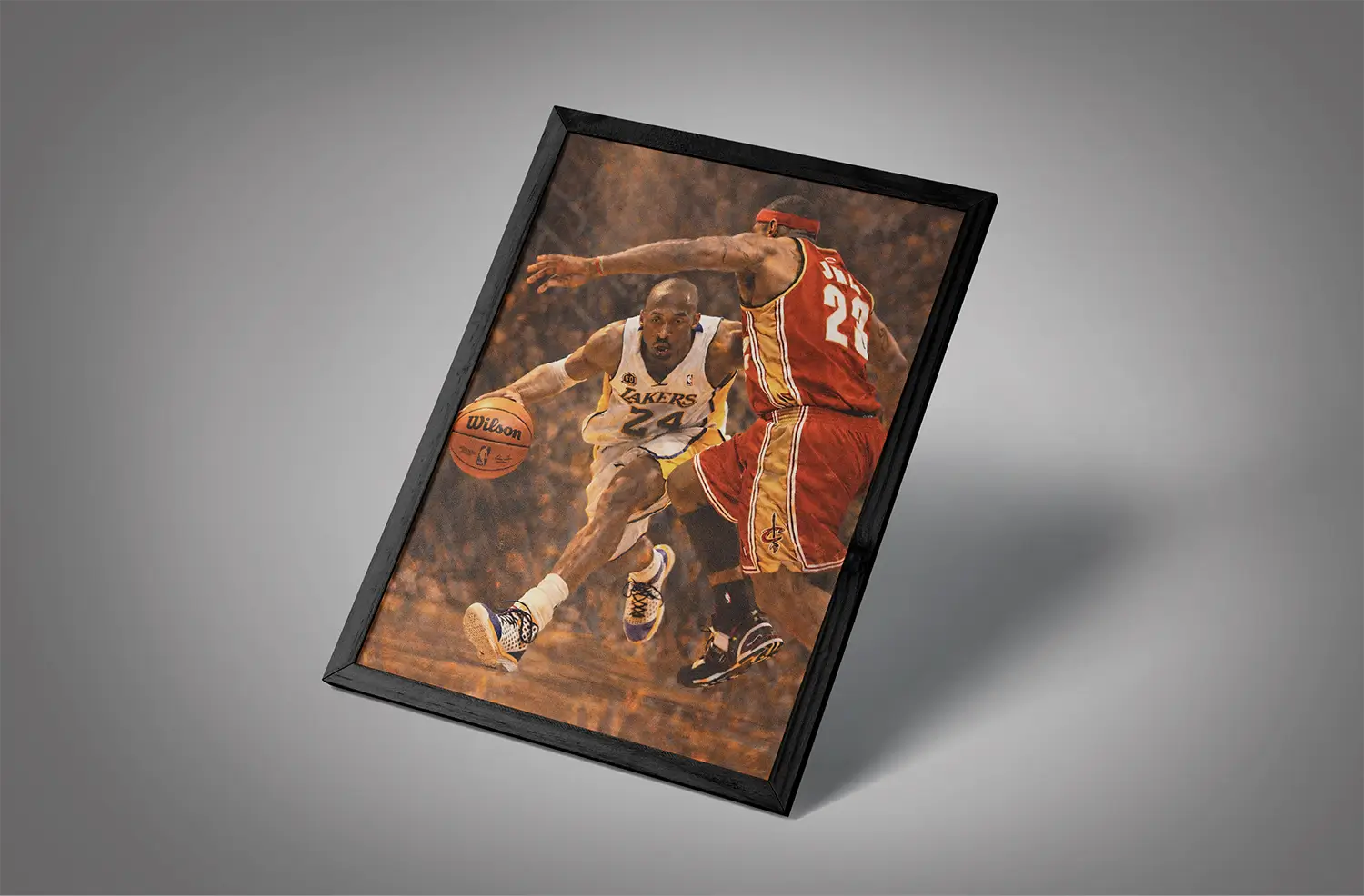 Kobe Bryant Defended by LeBron James Wall Art Kobe Bryant Defended by LeBron James Wall Art