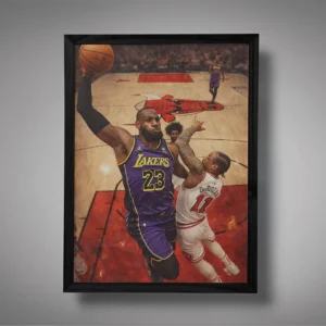 LeBron James Dunk on DeMar DeRozal Wall Art