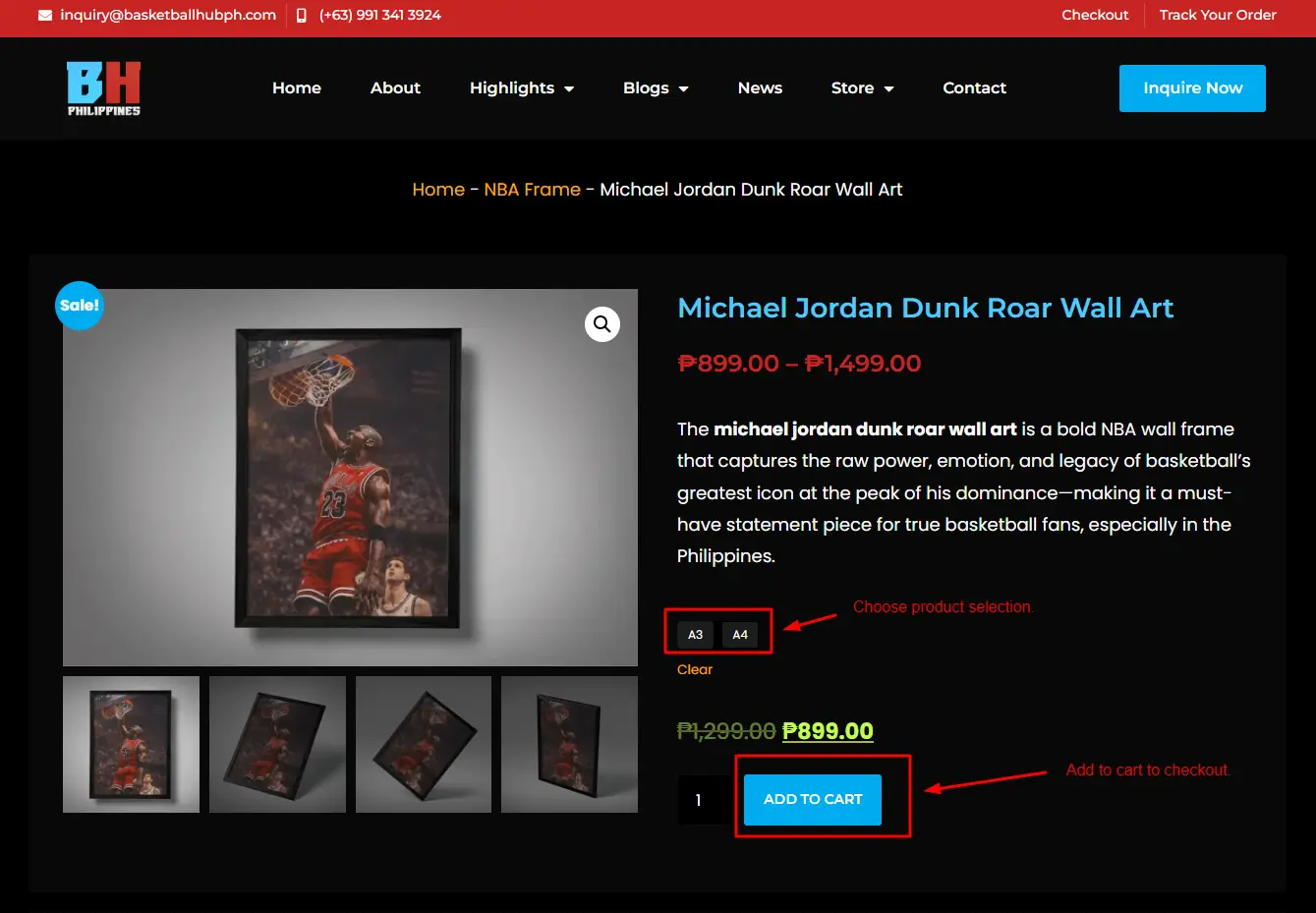 Choose Product Add to Cart