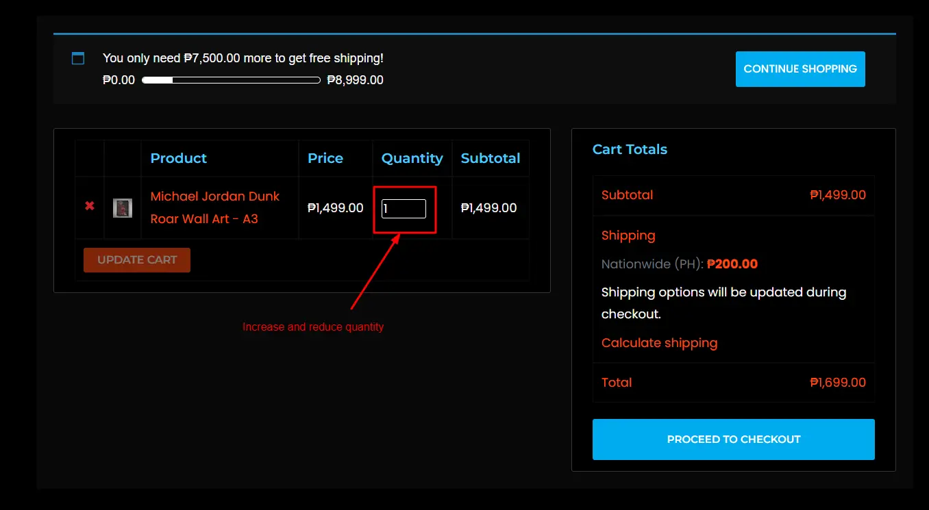 Increase and Reduce Quantity
