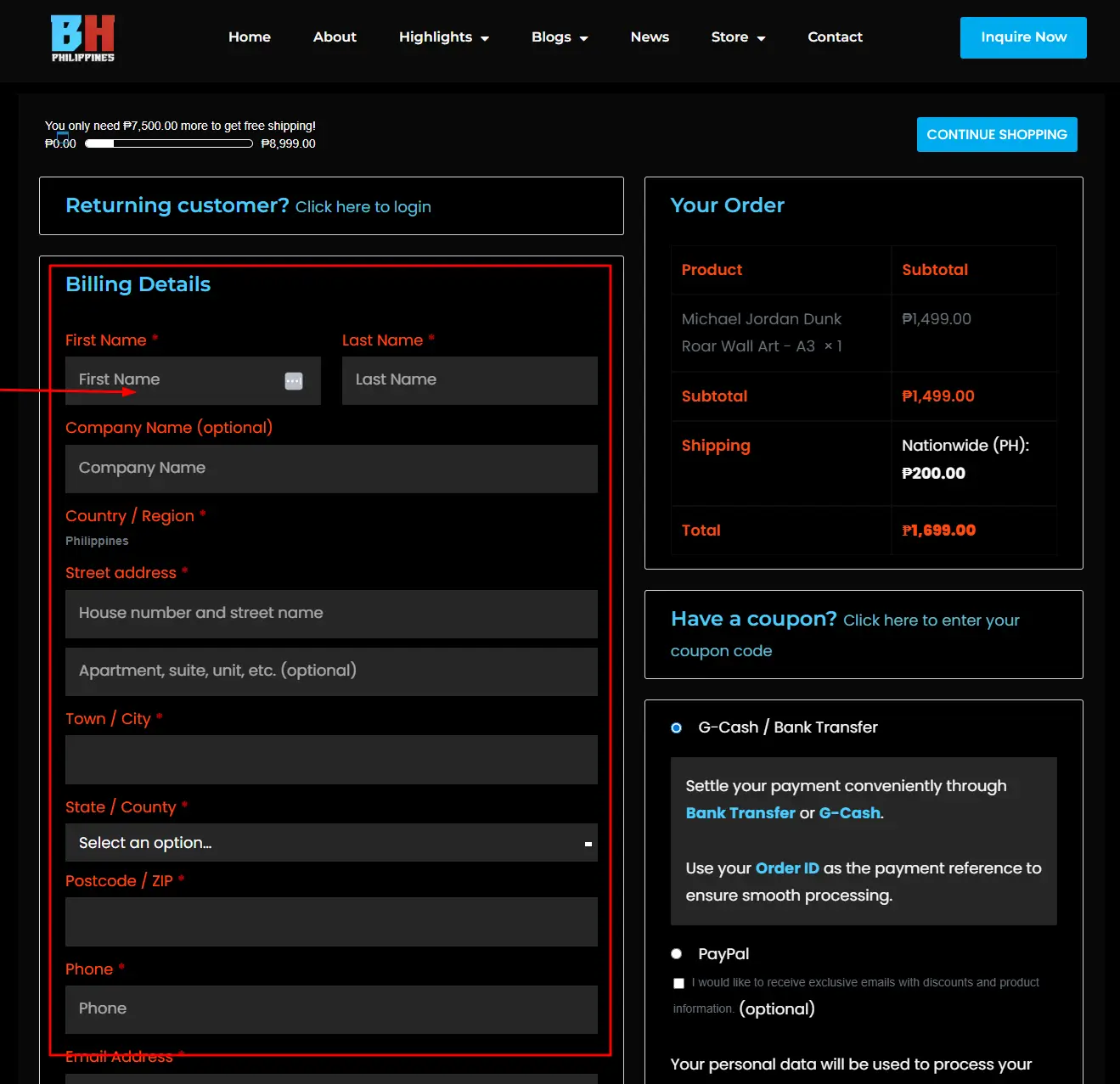 Fillup the Require Information