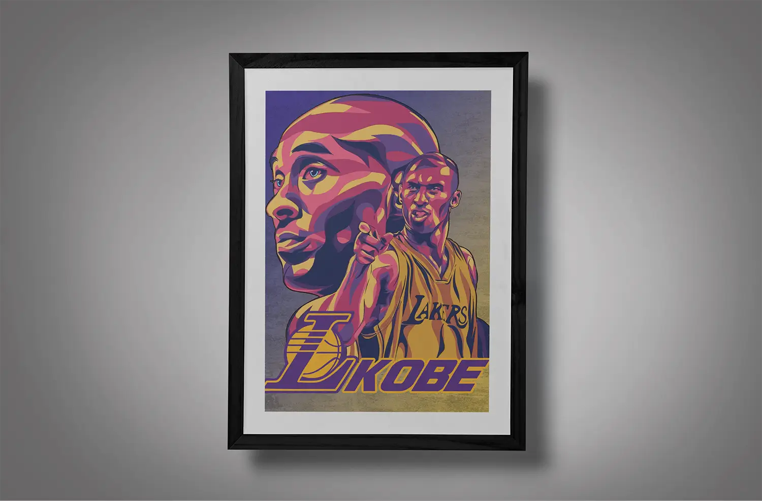 Lakers Kobe Bryant Framed Purple Gold BG Mockup 01