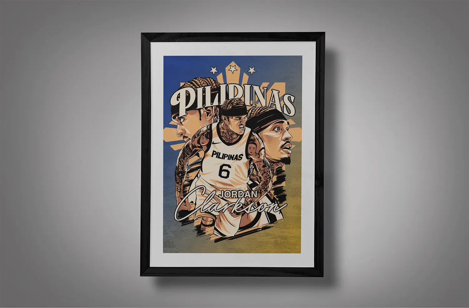 Pilipinas Jordan Clarkson Framed Blue Gold BG Mockup 01