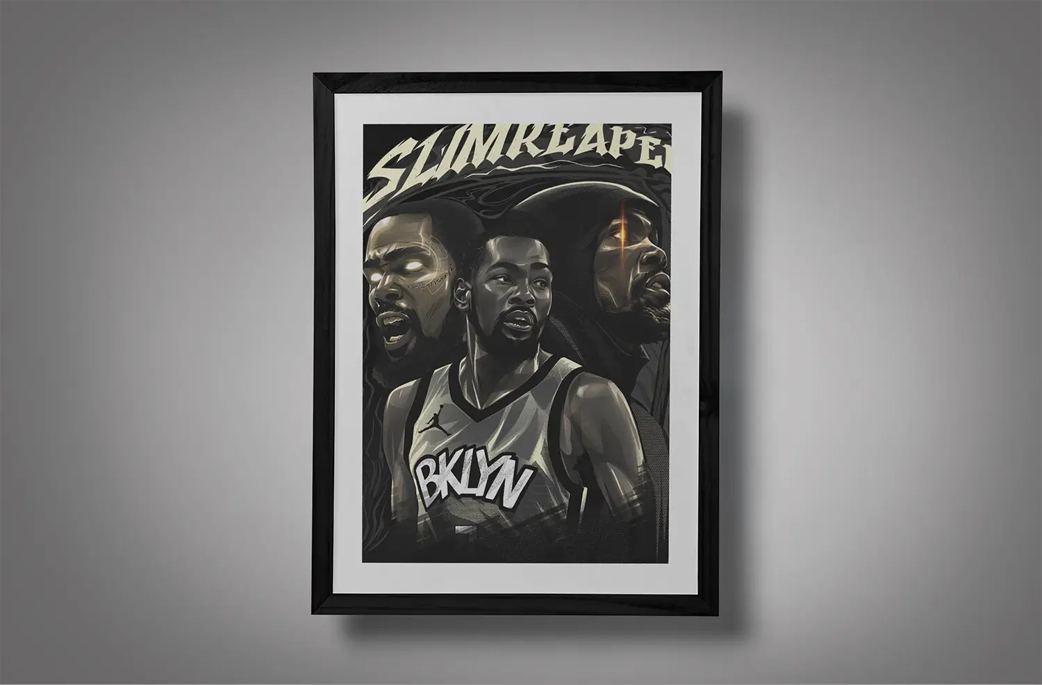 Slim Reaper Kevin Durant Framed Black Grey BG Mockup 01
